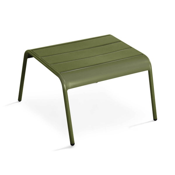 Olivengrüner quadratischer Garten Beistelltisch aus Metall mit Lattenoberfläche