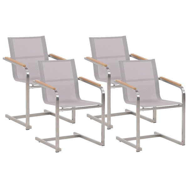 Gartenstuhl 4er Set COSOLETO Edelstahl Beige