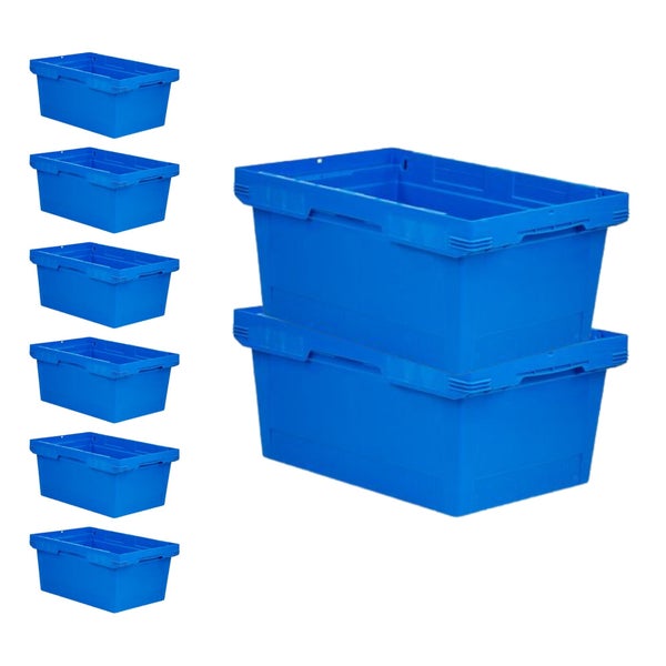 PROREGAL Mega Deal 8x Conical Mehrweg-Stapelbehälter Blau HxBxT 27,3 x 40 x 60cm 47 Liter Lagerbox  Eurobox  Transportbox  Transportbehälter