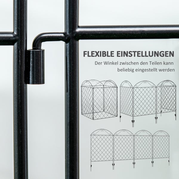 Outsunny 4er Set Gartenzaun, Dekorative Gitterzaun für Garten, Balkon, 3,48 x 1,1 m, Metall, Schwarz