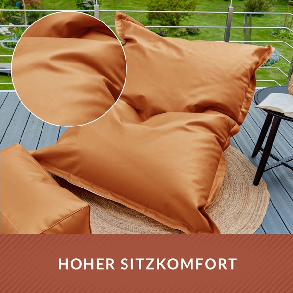 Green Bean XXL Riesen-Sitzsack aus Kunstleder mit EPS Perlen Füllung  - 140 x 180 cm 380 Liter - Bean Bag Sitzkissen Sitzpuff Sitzsessel Bodenkissen Lounge - Cognac