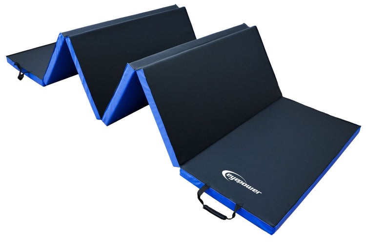 Faltbare Gymnastikmatte von Eyepower mit Tragegriffen für Sport und Fitness.