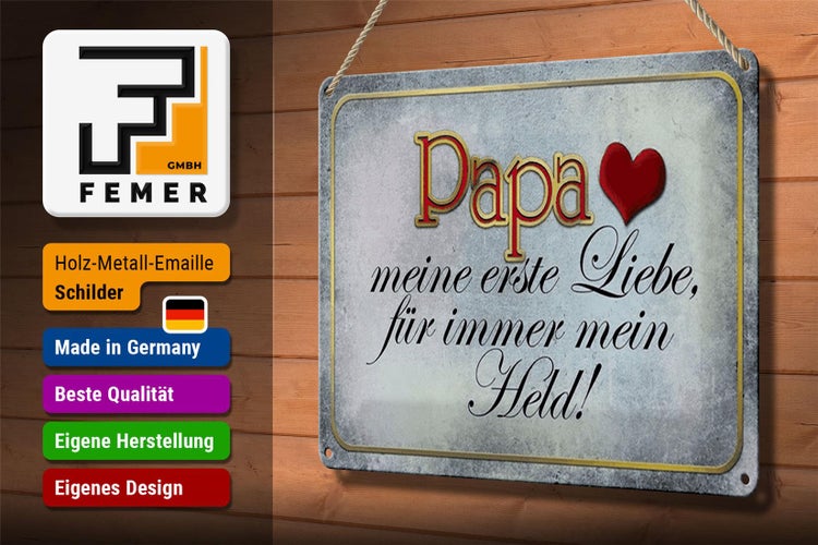 Blechschild Spruch 30x20cm Papa mein Held meine Liebe