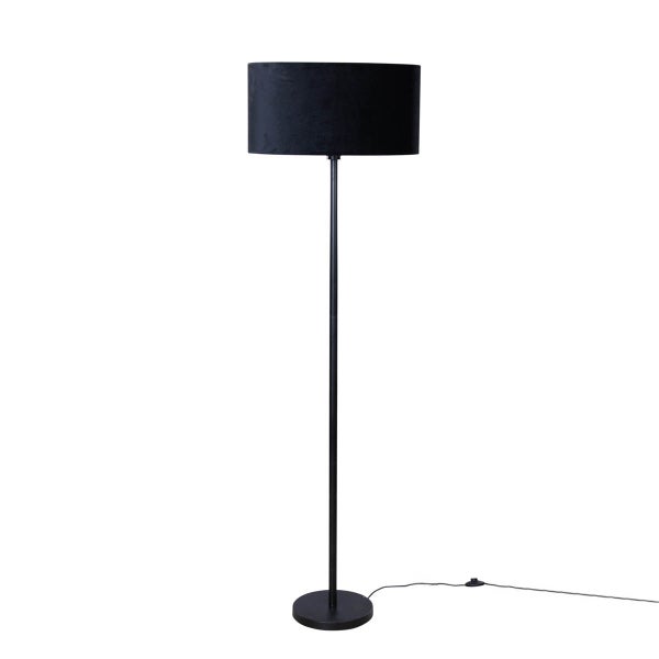 Stehleuchte Schwarz mit ovalem Samt-Schirm 50cm - Simplo