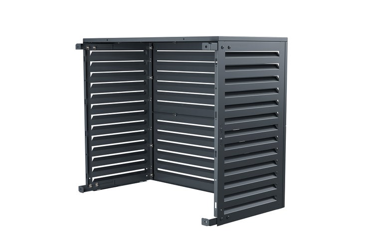 Geöffneter Sichtschutzzaun mit Lamellen für den Außenbereich