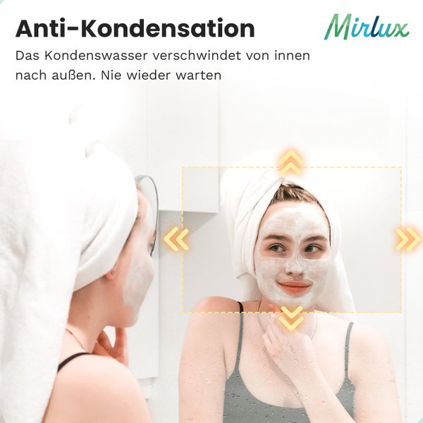 Mirlux Badezimmerspiegel mit LED Beleuchtung Wandspiegel Rund ,Anti Kondensations Duschspiegel 90X60CM