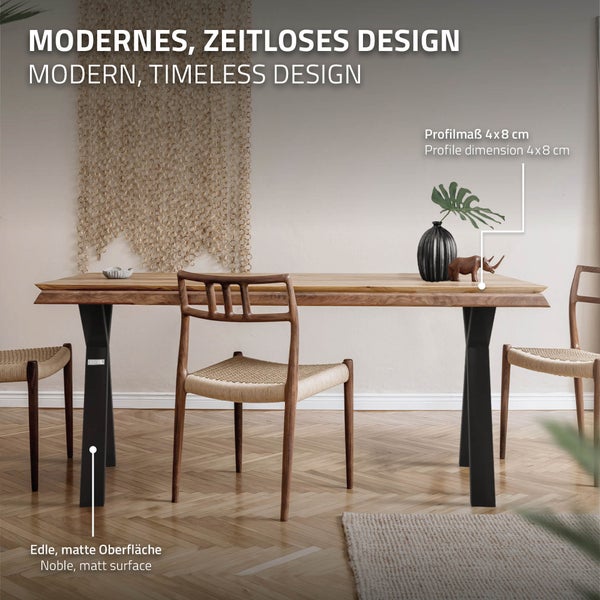 ML-Design 2 Stück Tischbeine 50xH72cm, Tischkufen X-Form, aus Stahl pulverbeschichtet, Schwarz, Industriedesign, Kufengestell für Esstisch/Schreibtisch, Tischgestell, Metall Möbelfüße für DIY-Projekte