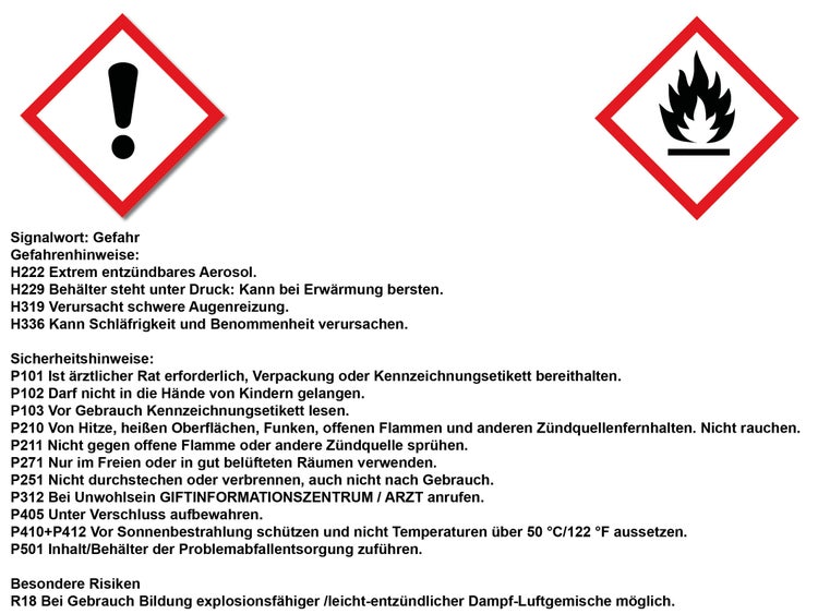Gefahrzeichen: Reizend und Hochentzündlich