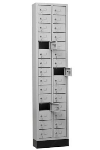 PROREGAL Schließfachschrank Quail 30 Fächer HxBxT 185 x 46 x 20 cm Grau