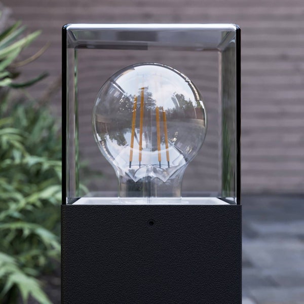 Lucande Außenleuchte Keke (spritzwassergeschützt (Modern) in Schwarz aus Aluminium (1 flammig, E27) - Wegeleuchte Pollerleuchte Wegelampe Sockelleuchte
