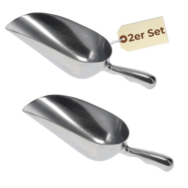 Zwei Futterschaufeln aus Metall im Set