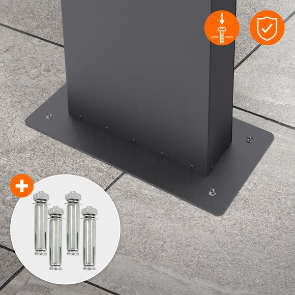 ECD Germany Standbriefkasten mit Zeitungsfach, Design Briefkasten mit Pfosten, Briefkastenanlage, Briefkastenständer Anthrazit 170 cm Edelstahl, Postkasten Anthrazit-Silber Edelstahl pulverbechichtet