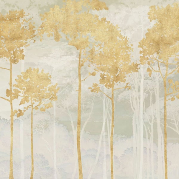 Tapete mit goldenem Waldmotiv