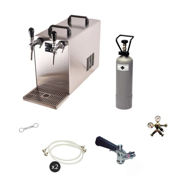 Bierzapfanlage mit Kohlensäureflasche, Zapfhahn und Zubehör