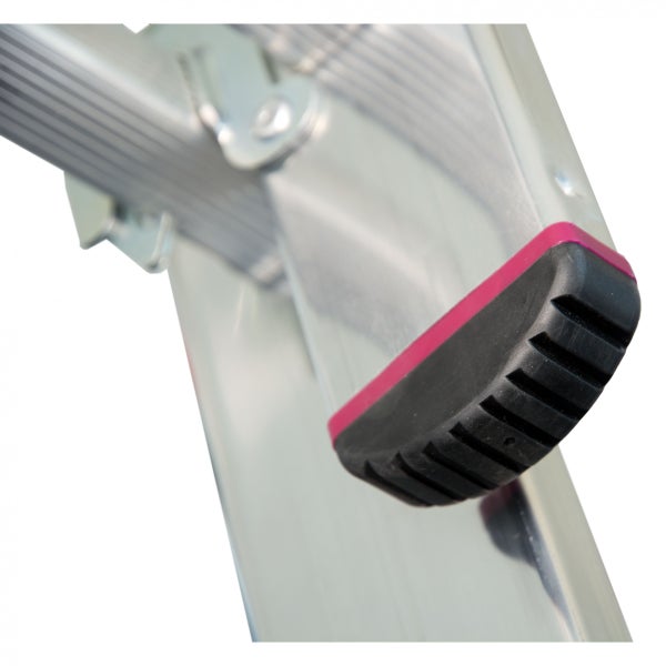 Detailansicht eines Leitersprossenfußes mit Gummierung