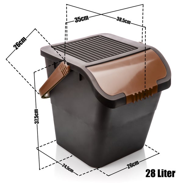 BigDean Mülltrennsystem 3x 28L Mülleimer in anthrazit mit Deckel in unterschiedlichen Farben – Abfalleimer Müllbehälter stapelbar – einfache Mülltrennung für Papier, Plastik und Biomüll