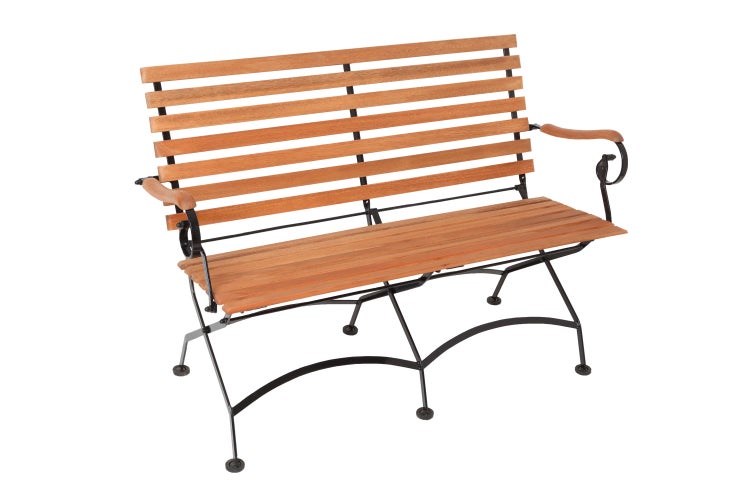 Gartenbank aus Holz und Metall