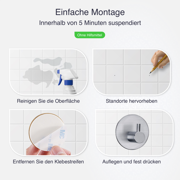 EAVY Handtuchhaken Edelstahl Silber Selbstklebend 4er pack