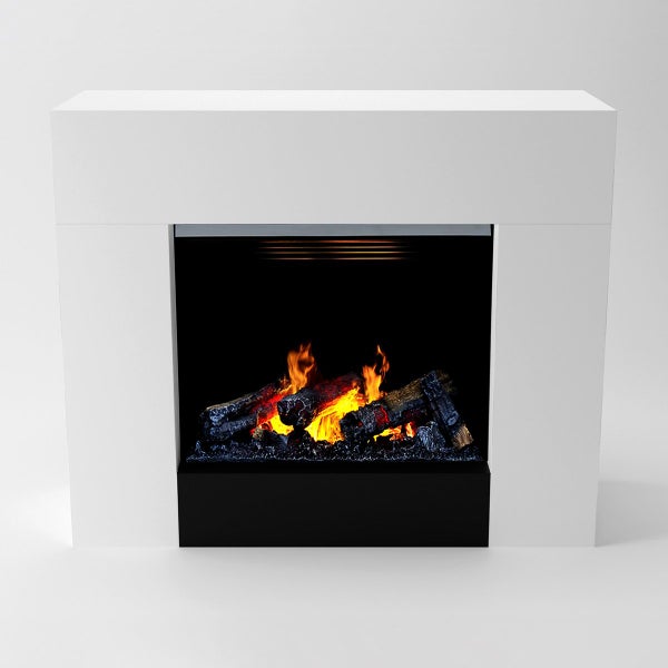 GLOW FIRE Elektrokamin 'Kronos Opti Myst' | Wasserdampf Kamin mit Heizung inkl. Holz in weiß als Standkamin| HxBxT: 90x120x40 cm