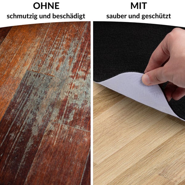 Bodenschutzmatte NEMESIS selbsthaftend für Hartboden Creme Rund: 120cm