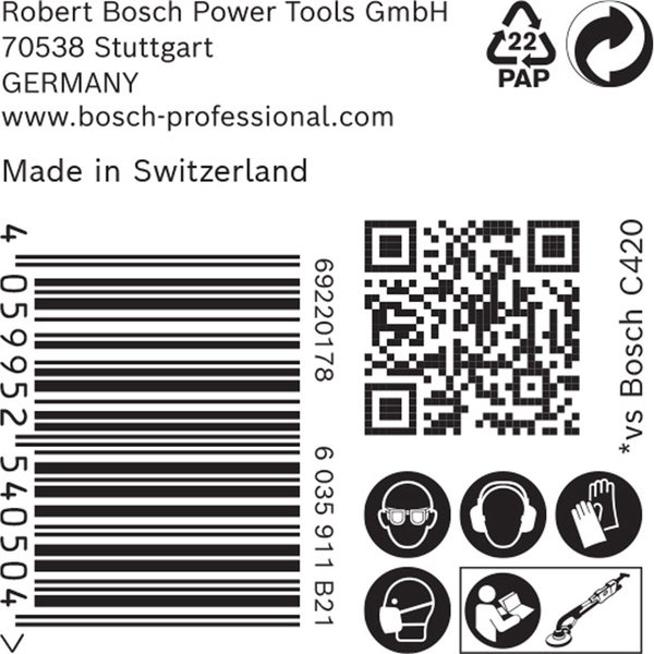 Robert Bosch Power Tools GmbH Informationen, Barcode, QR Code und Sicherheitshinweise