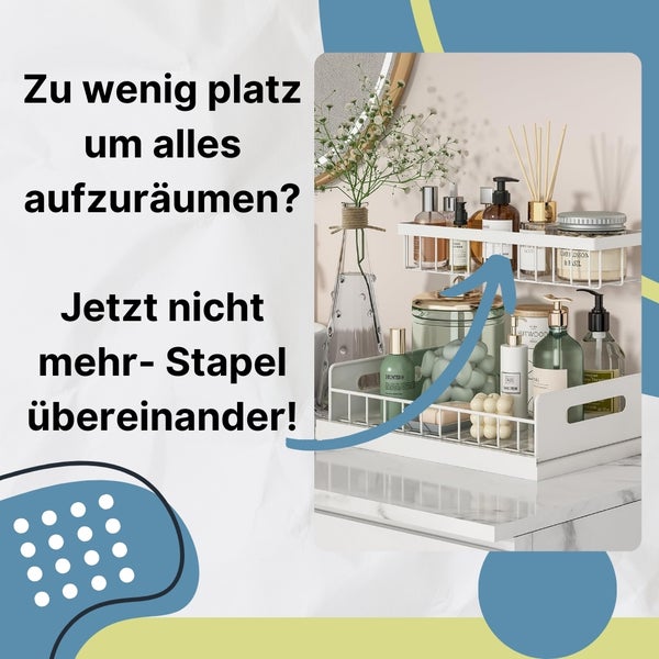 Spülschrank Organizer schmal ausziehbar Küche Metall 2 Etagen unter Waschbecken Regal Küchen Organizer Gewürzregale Organizer für Badezimmer weiß