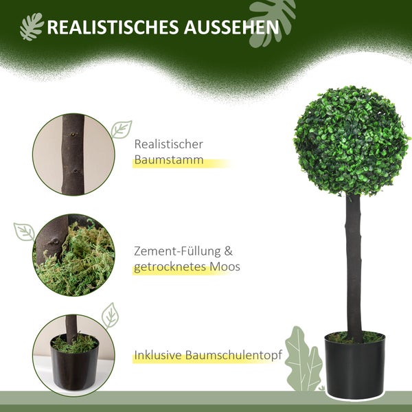 HOMCOM, Künstliche Pflanzen, Zimmerpflanze, 20L x 20B x 60H cm, PEVA, Grün