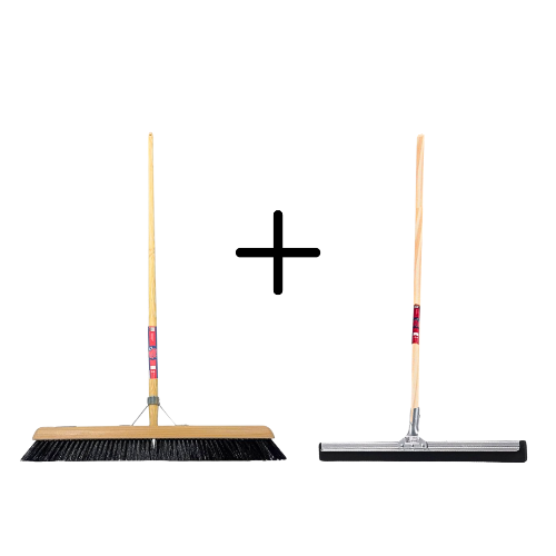 Kehrbesen und Abzieher Set mit Holzstiel