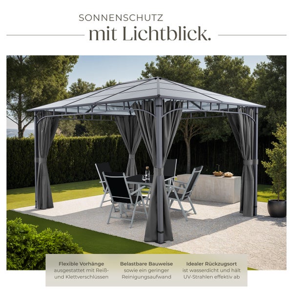 Gartenpavillon tectake Caracas inklusive 8 Heringen mit Aluminiumgestell, pulverbeschichtet grau
