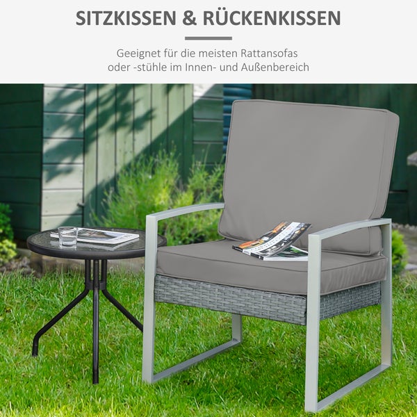 Outsunny 2er-Set Sitzkissen, 56 x 52 cm Stuhlkissen mit Reißverschluss, Stoffbezug, 7cm dick Polsterauflage, waschbar Sitzpolster für Haus, Garten, Auto, Büro, Sofa, Stühle, Hellgrau