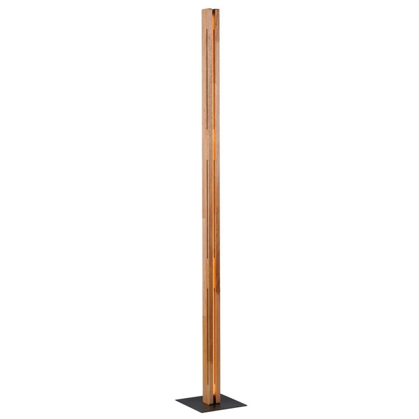 Moderne LED Stehlampe aus Holz mit schlankem Design und quadratischem Metallfuß für indirekte Beleuchtung
