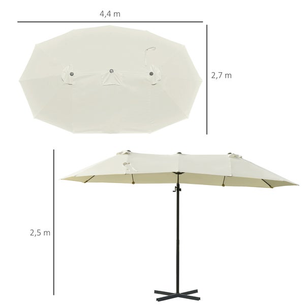 Outsunny Sonnenschirm, L270 x B440 x H250 cm, Metall, Polyester, weiß