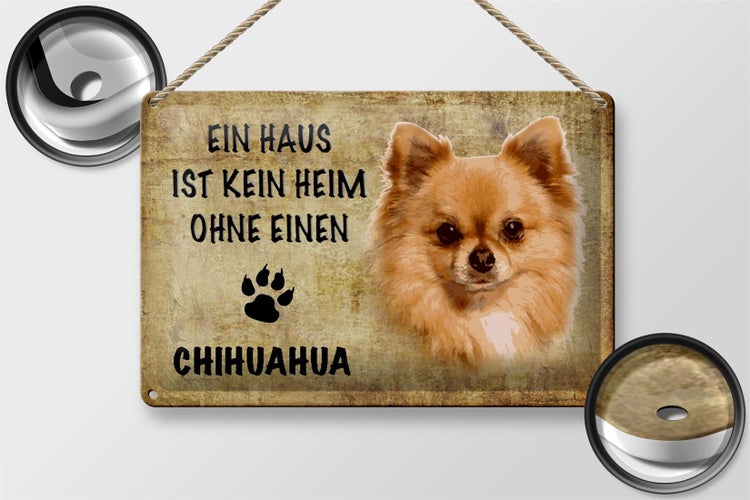 Blechschild Spruch 30x20cm Chihuahua Hund ohne kein Heim