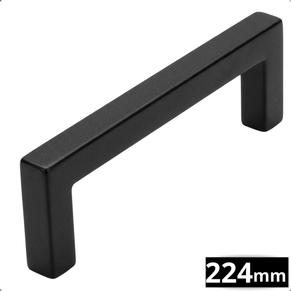 Eckiger Möbelgriff in U-Form, Schwarz, 224 Millimeter