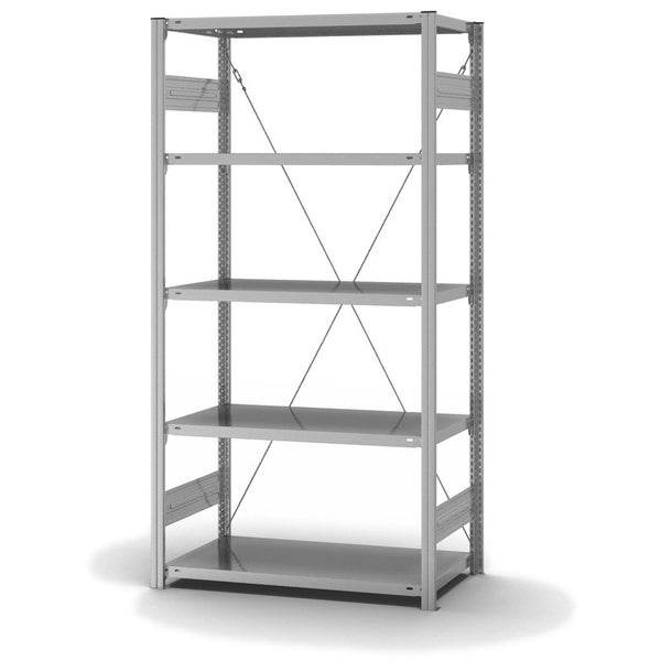 PROREGAL Edelstahl Fachbodenregal Stecksystem T-Profil Grundregal HxBxT 200 x 100 x 50 cm 5 Ebenen Fachlast 200 kg Edelstahl