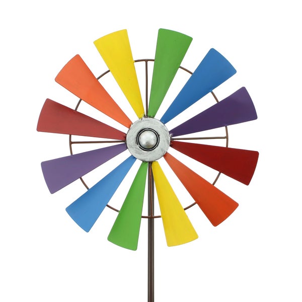 FRANK FLECHTWAREN | Windrad Regenbogen, METALL, ca. Ø 30 cm, GH 120 cm
