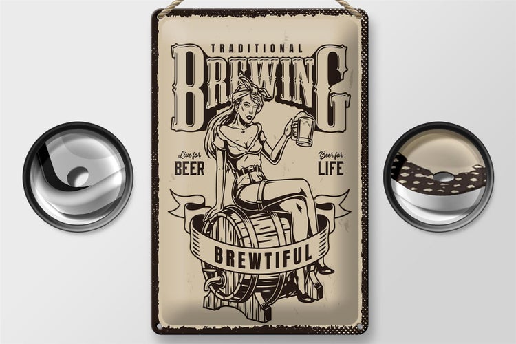 Blechschild Spruch Traditional Brewing live for Beer 20x30cm