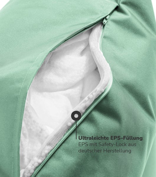 mokebo Outdoor Pouf o. Hocker in Grün 'Der Ruhestifter', Fußhocker mit EPS-Perlen Füllung