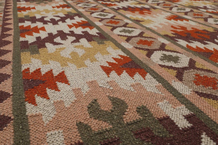 Kelim Teppich Rostbraun aus Wolle Balou Green Looop 140x200 cm
