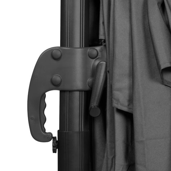 VONROC Freitragender Premium-Sonnenschirm Pisogne 300x300cm – Kombi-Set inklusive füllbaren Premium-Sonnenschirmfliesen – Um 360 drehbar – Neigbar - Anthrazit/Schwarz