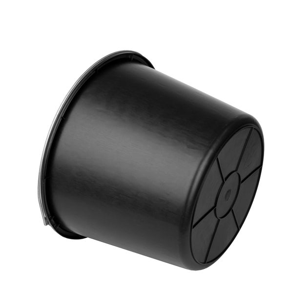 Schwarzer Pflanztopf aus Kunststoff