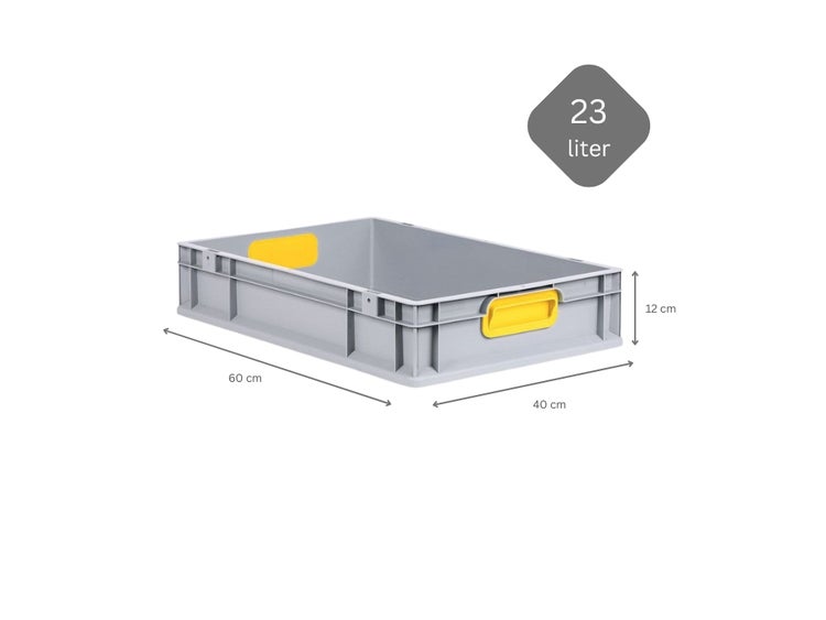 PROREGAL Spar Set 10x Eurobox Nextgen Color HxBxT 12 x 40 x 60 cm 23 Liter Griffe Gelb Geschlossen Glatter Boden Eurobehälter Transportbox