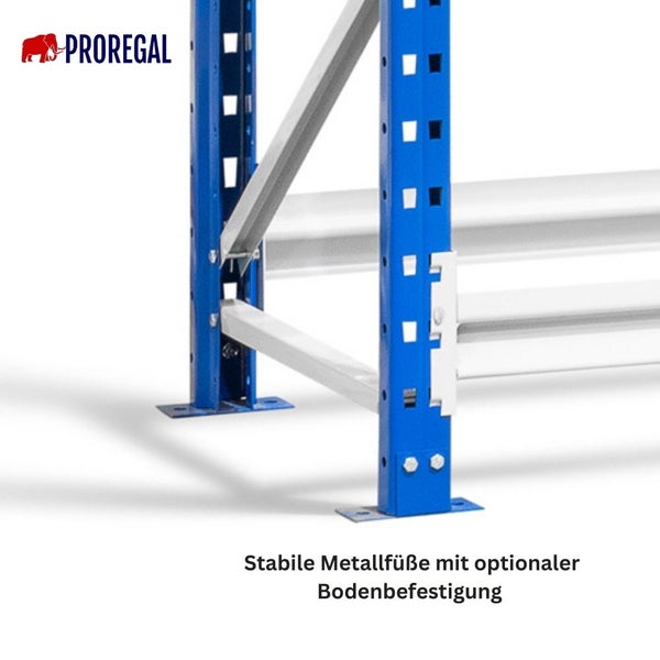 PROREGAL Weitspannregal Maximus Grundregal HxBxT 200 x 150 x 60 cm 3 Ebenen Spanplatten Fachboden Fachlast 475 kg Lichtblau & Lichtgrau