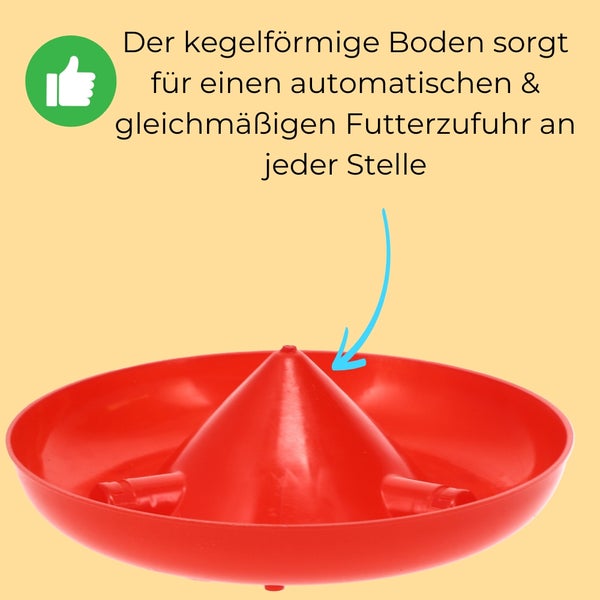 Rote Futterglocke mit kegelförmigem Boden für automatische Futterzufuhr