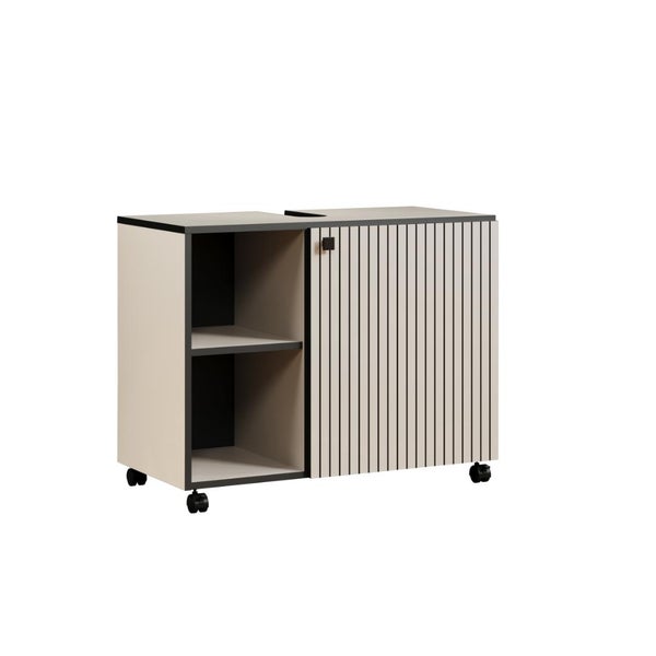 Waschbeckenunterschrank mit Regalfächern und Rollen
