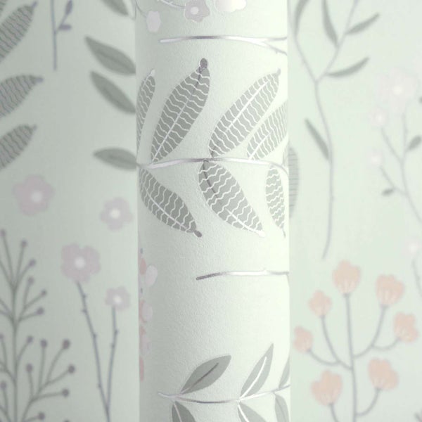 Vliestapete mit floralem Blatt- und Blumenmuster
