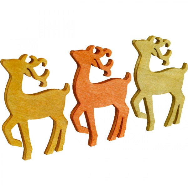 Drei hölzerne Rentierfiguren