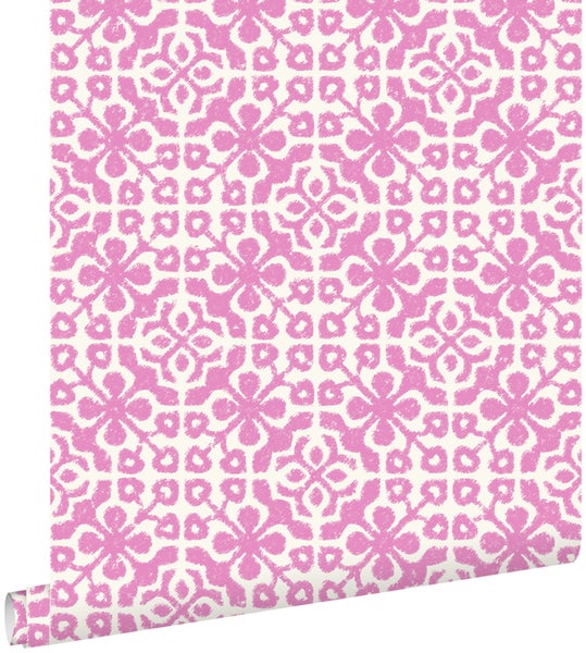 ESTAhome Tapete abgenutzte Fliesen Rosa - 53 cm x 10.05 m - 128046