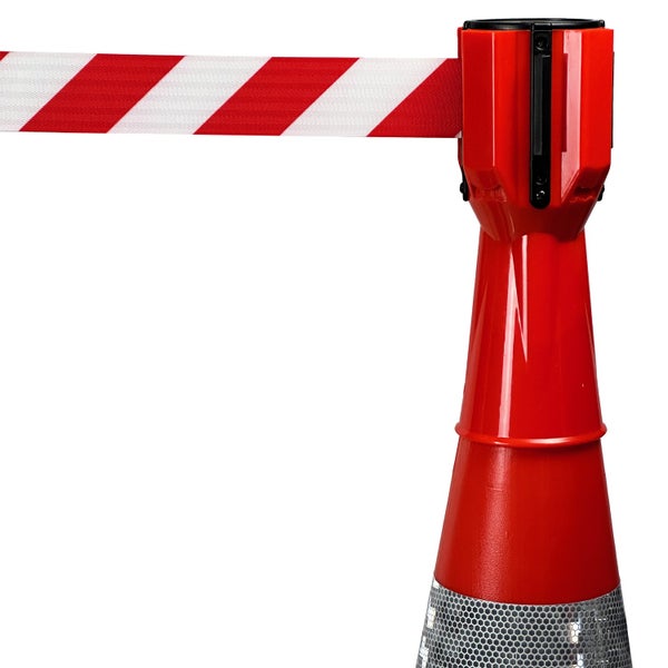 UvV-Conny Leitkegelaufsatz 5 m Absperrband / Absperrgurt für Pylonen / ohne Band rot