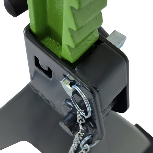 Unterstellbock mit verstellbarer Zahnstange und Sicherungsbolzen mit Kette aus Metall
